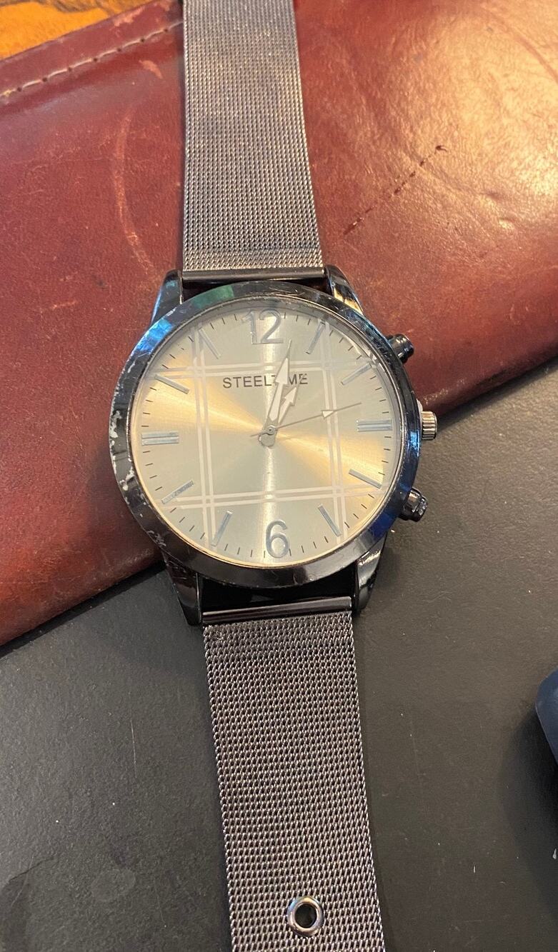 Men's 45mm Steel Time Watch, Gun Metal Tone Case and Mesh Band